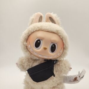 Black Cross Body Bag With White Lettering. Fits 17cm Dolls. No Doll Included